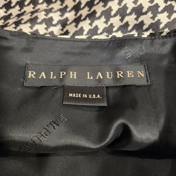 Vintage Ralph Lauren | 100% Silk Black & White Houndstooth Skirt | Size M - Picture 5 of 9